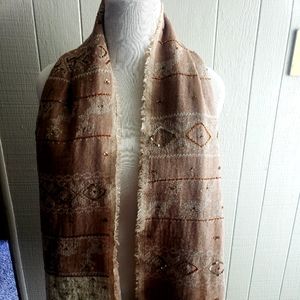 NWT - Gerard Darel Wool Scarf Beige\ Tan & Neutral Tone Beautiful!